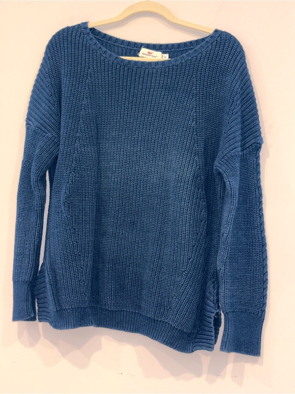 Vineyard Vines Denim Blue Crewneck Cable Knit Sweater